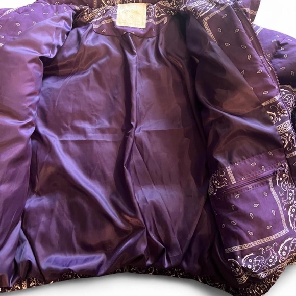 Purple Bandana-Print Paisley Puffer Jacket Size XL - Picture 5 of 6